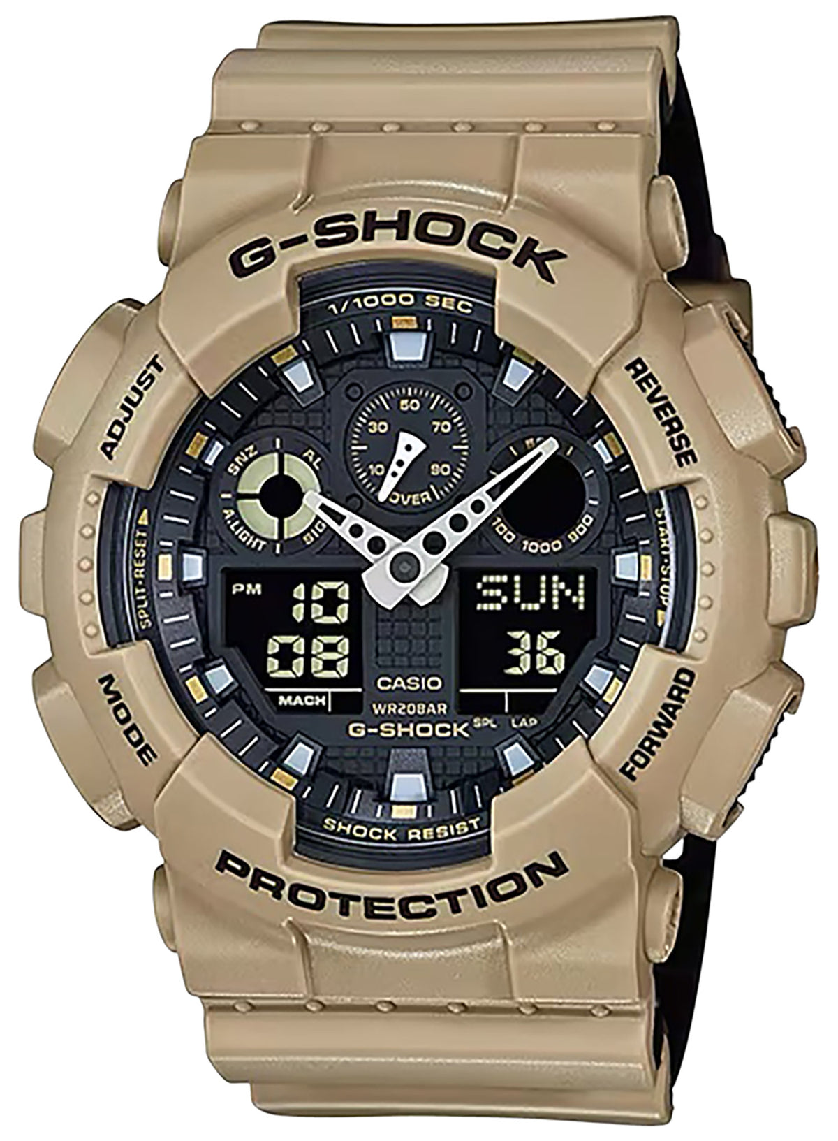 G-Shock GA100L8A Tactical Brown Analog-Digital Watch Stainless Steel Bezel