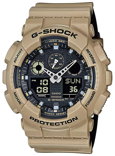 G-Shock GA100L8A Tactical Brown Analog-Digital Watch Stainless Steel Bezel