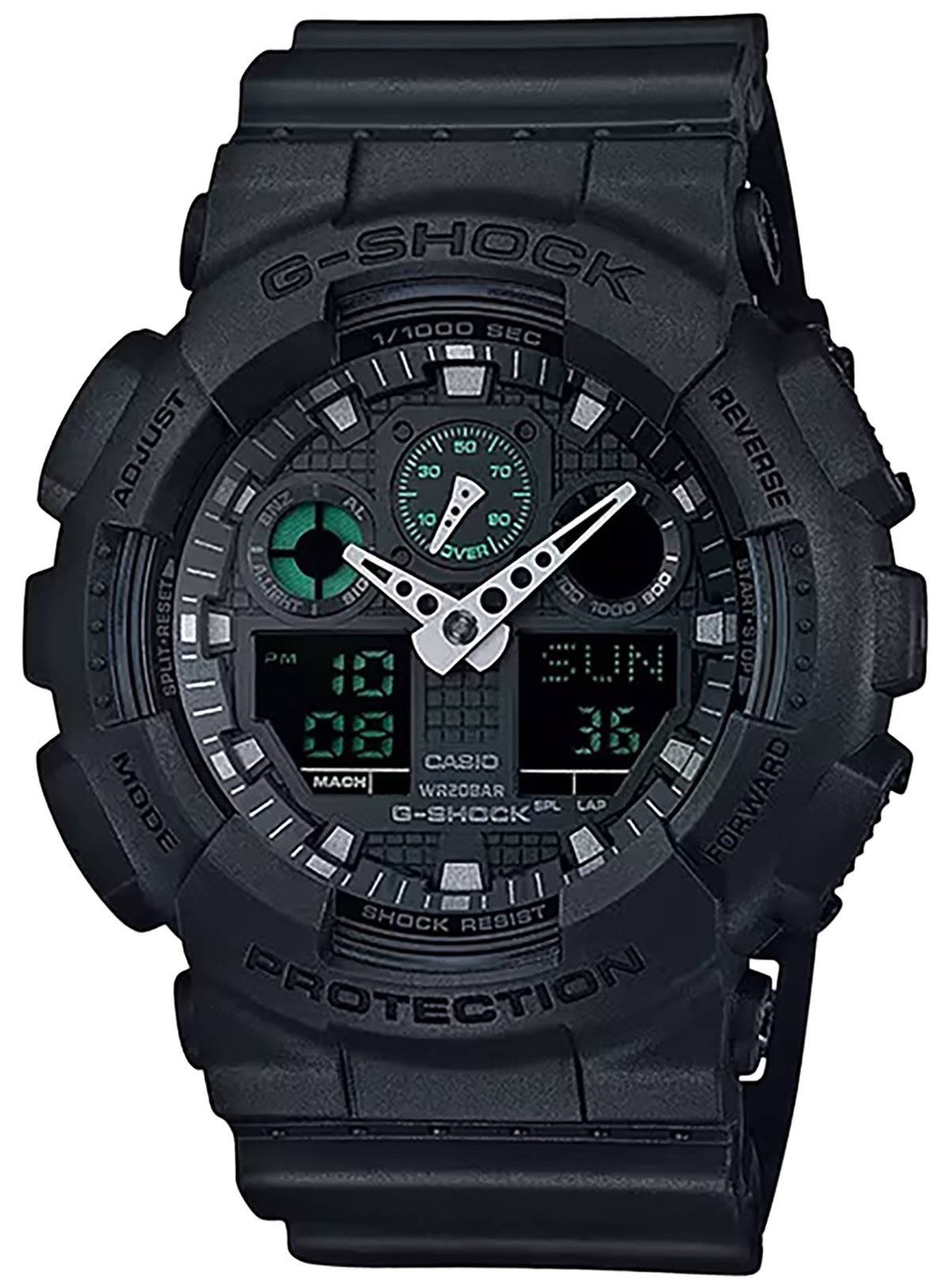 G-Shock GA100MB1ACR Tactical Matte Black Analog-Digital Watch Stainless Bezel