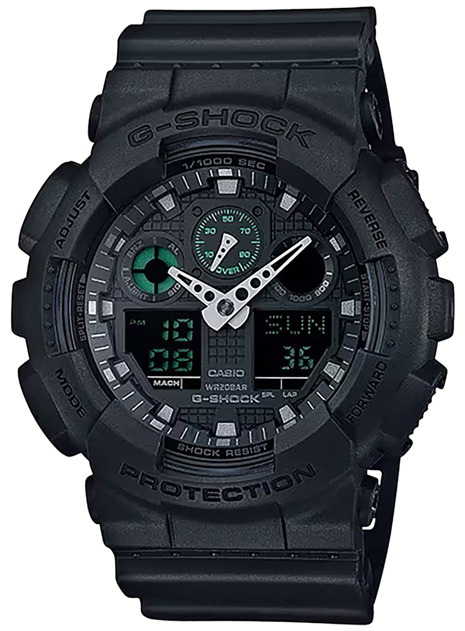 G-Shock GA100MB1ACR Tactical Matte Black Analog-Digital Watch Stainless Bezel
