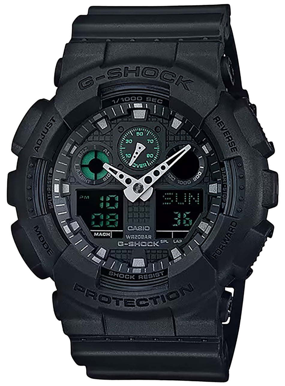 G-Shock GA100MB1ACR Tactical Matte Black Analog-Digital Watch Stainless Bezel