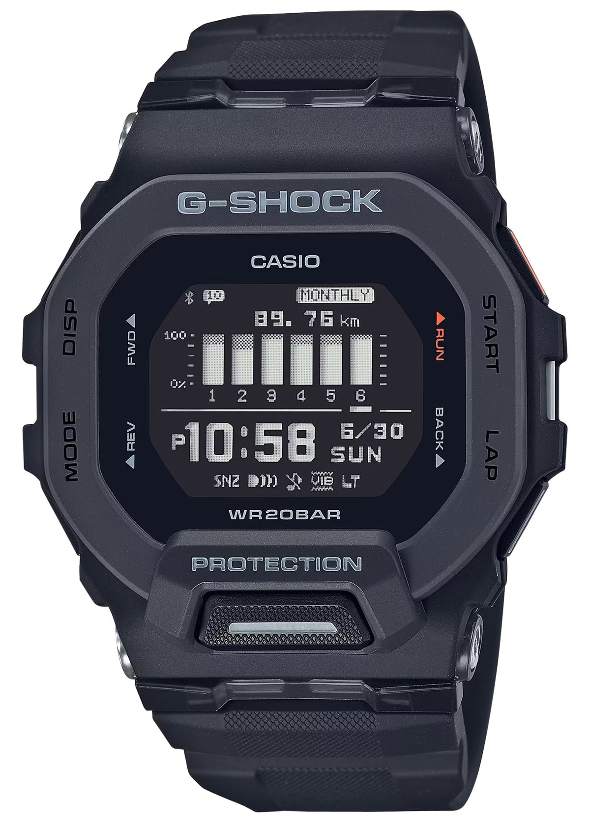 G-Shock GBD2001 Tactical Black Square Training Watch Stainless Steel Bezel