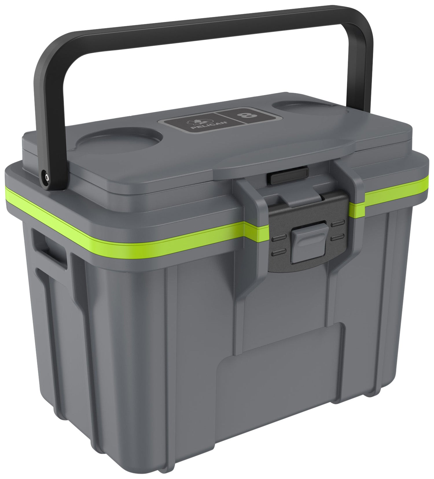 Pelican 8QT Elite Cooler Dark Gray/Green Personal Ice Chest