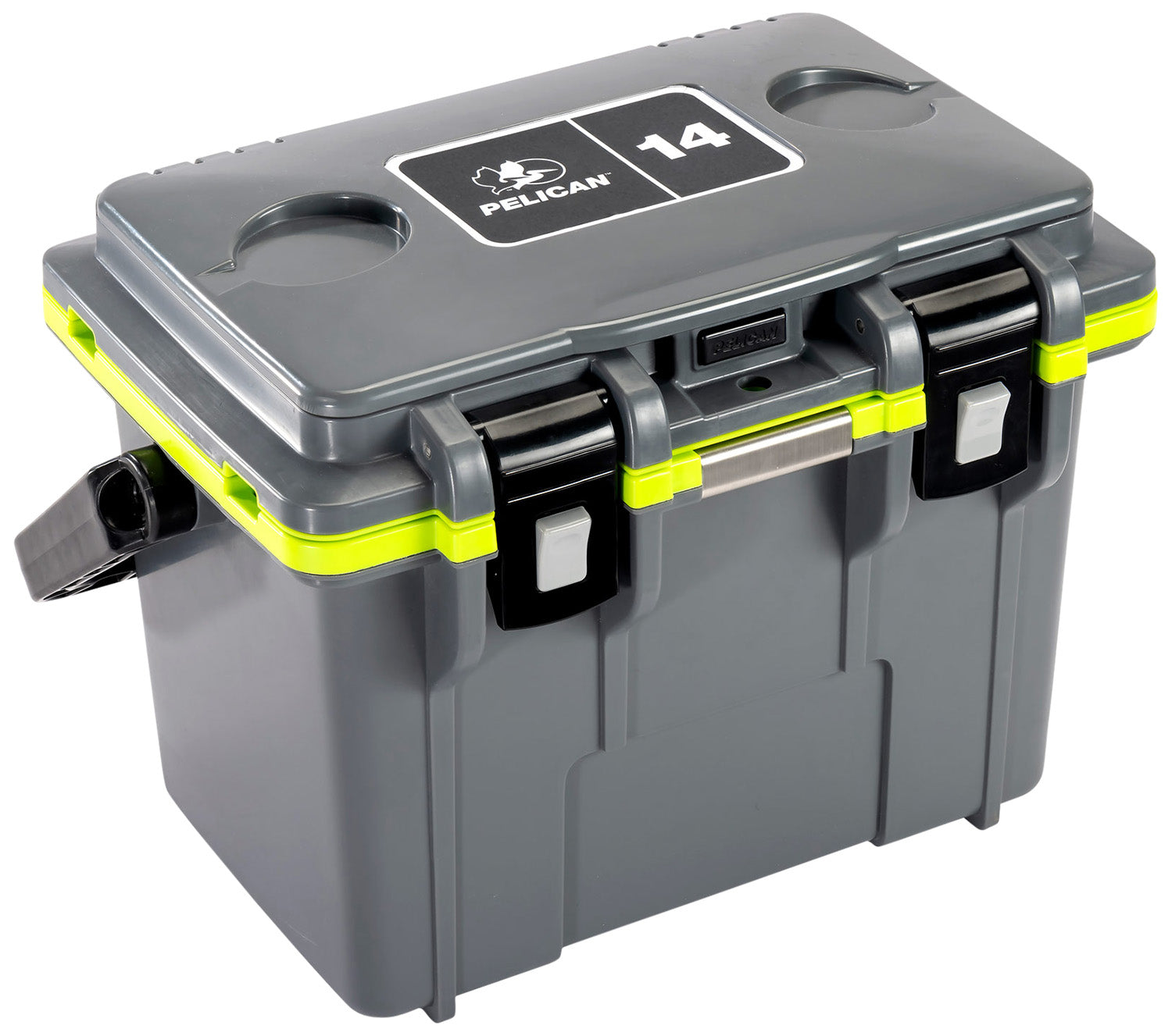Pelican 14QT Elite Cooler Dark Gray/Green Personal Ice Chest