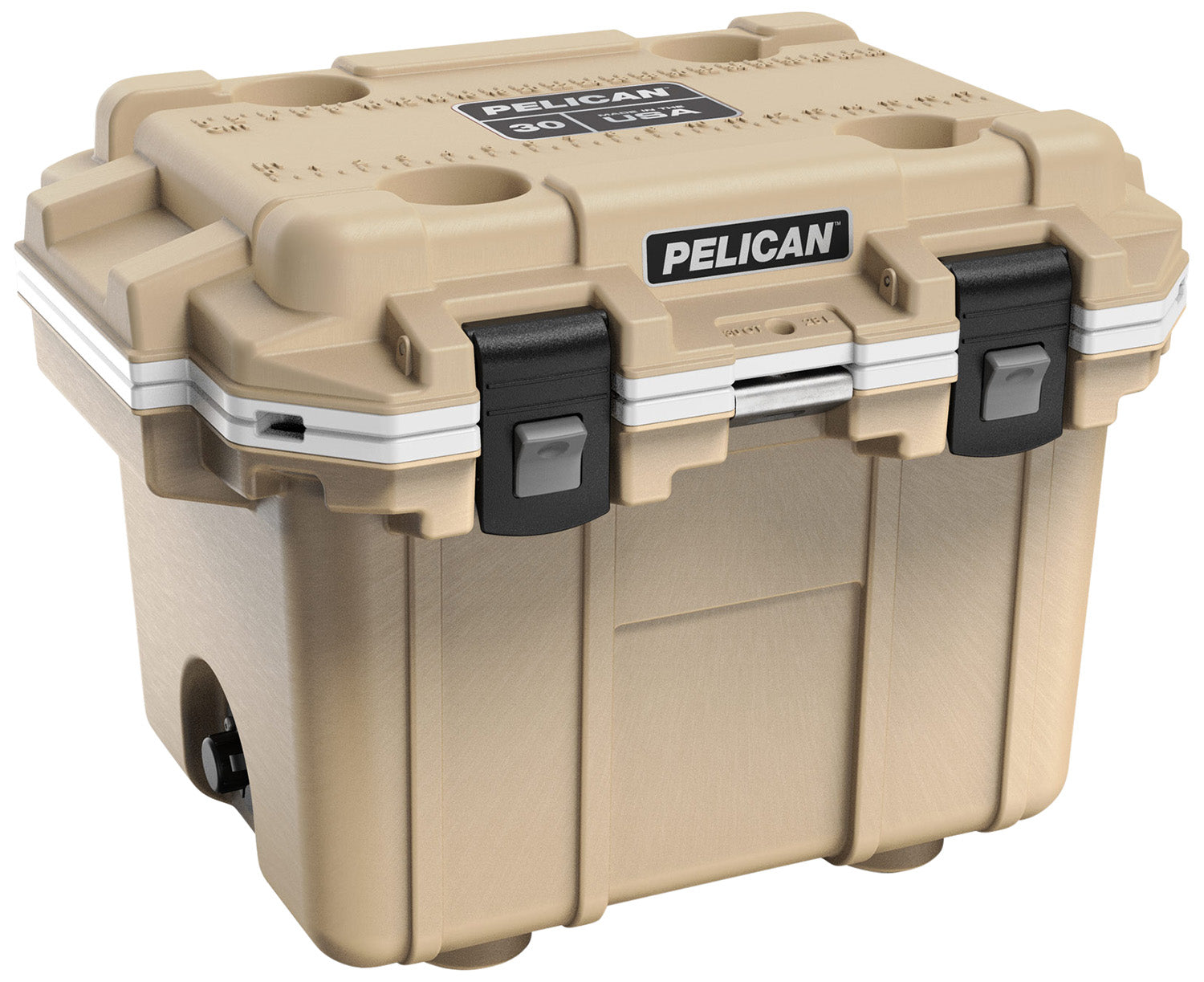 Pelican 30QT Elite Cooler - Tan/White
