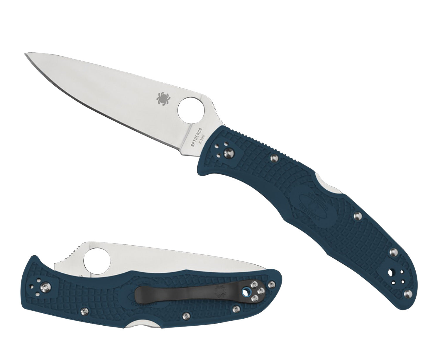 Spyderco C10FPK390 Endura 4 Lightweight 3.80" Folding Knife Plain Stonewashed K390 Steel Blade with Pocket Clip