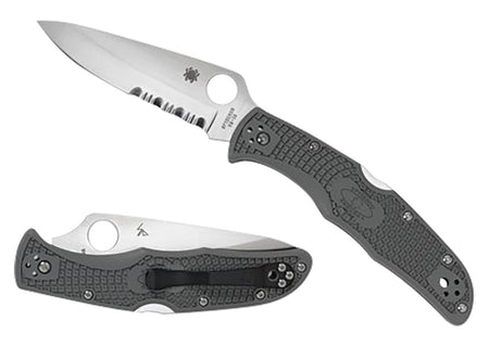 Spyderco C10PSFG Endura 4 Lightweight 3.75" Folding Knife Part Serrated Satin VG-10 Blade Foliage Green FRN Handle