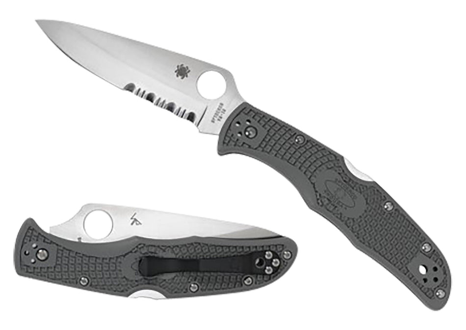 Spyderco C10PSFG Endura 4 Lightweight 3.75" Folding Knife Part Serrated Satin VG-10 Blade Foliage Green FRN Handle