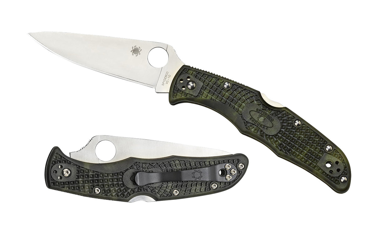 Spyderco C10ZFPGR Endura 4 Lightweight 3.80" Folding Knife Plain Satin VG-10 Blade Zome Green FRN Handle