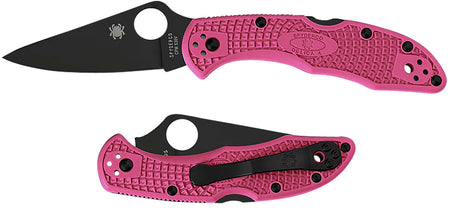 Spyderco C11FPPNS30VBK Delica 4 Lightweight 2.90" Folding Knife Plain Black TiCN S30V Blade Pink FRN Handle
