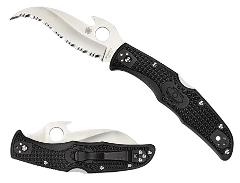 Spyderco C12SBK2W Matriarch 2 3.57" Folding Knife Reverse S Serrated Satin VG-10 Blade Black FRN Handle