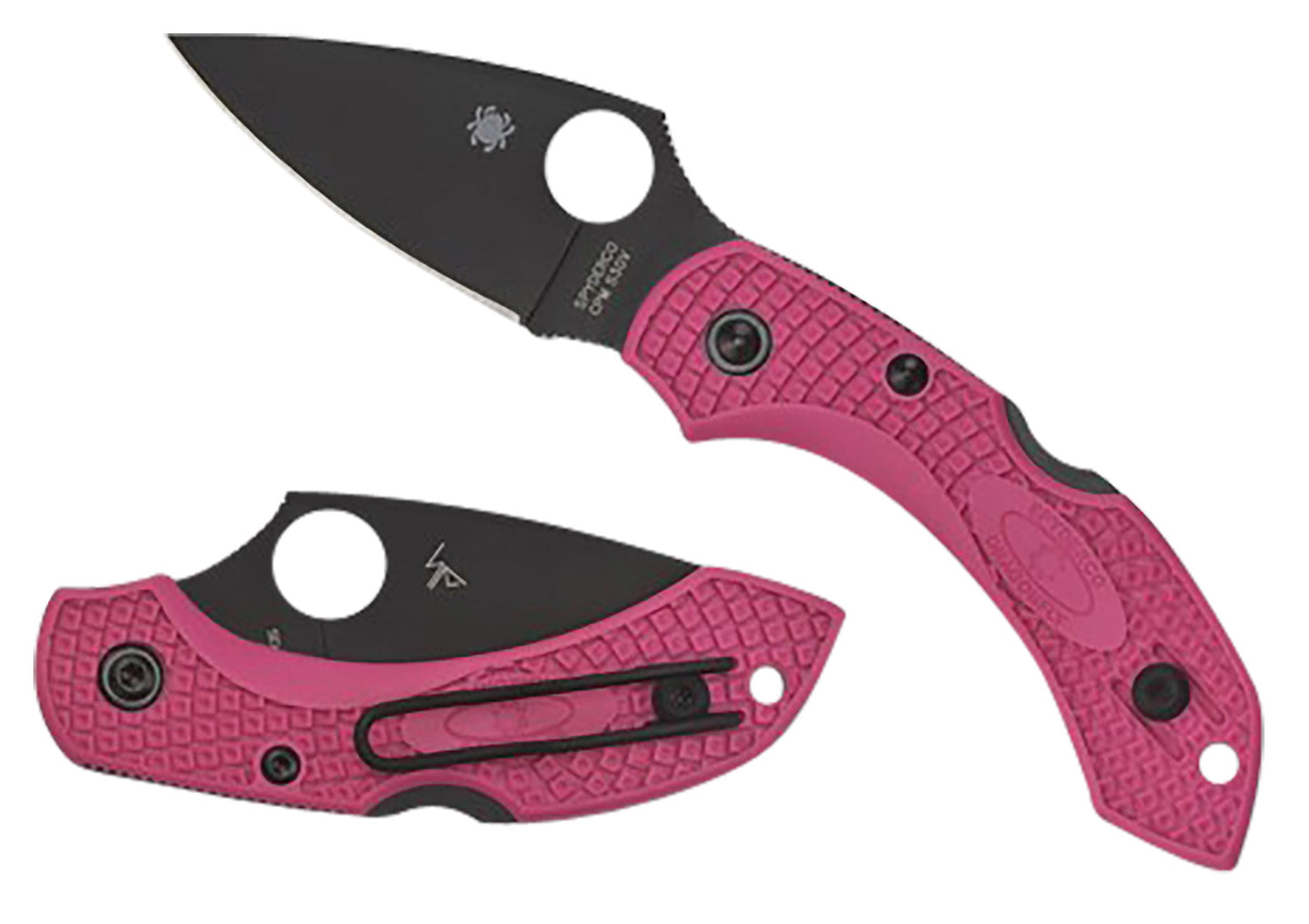 Spyderco C28FPPNS30VBK2 Dragonfly 2 2.30" Folding Knife Plain Black TiCN S30V Blade Pink FRN Handle with Pocket Clip