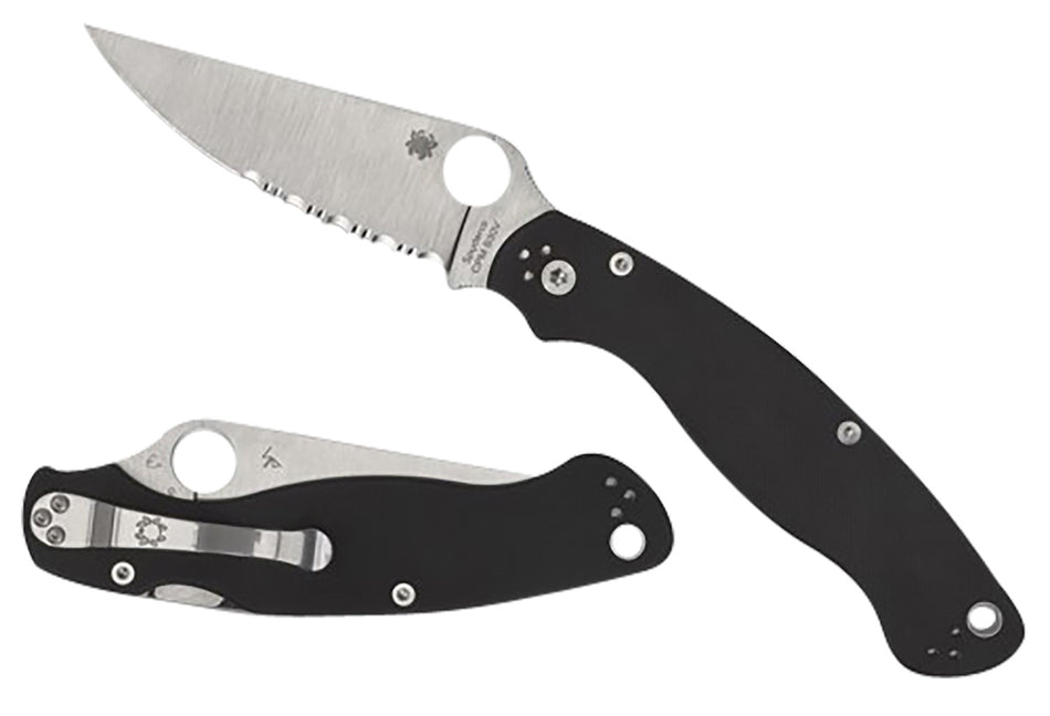 Spyderco C36GP2 Military 2 4" Folding Knife Plain Stonewashed CPM S30V Blade Black Textured G10 Handle