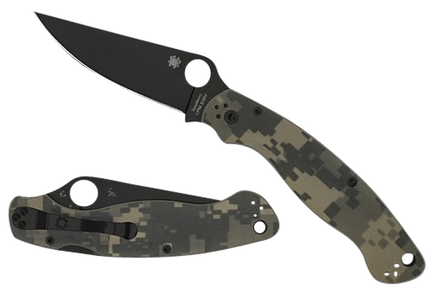 Spyderco C36GPCMOBK2 Military 2 4" Folding Knife Plain Black DLC CPM S30V Blade Digital Camo G10 Handle