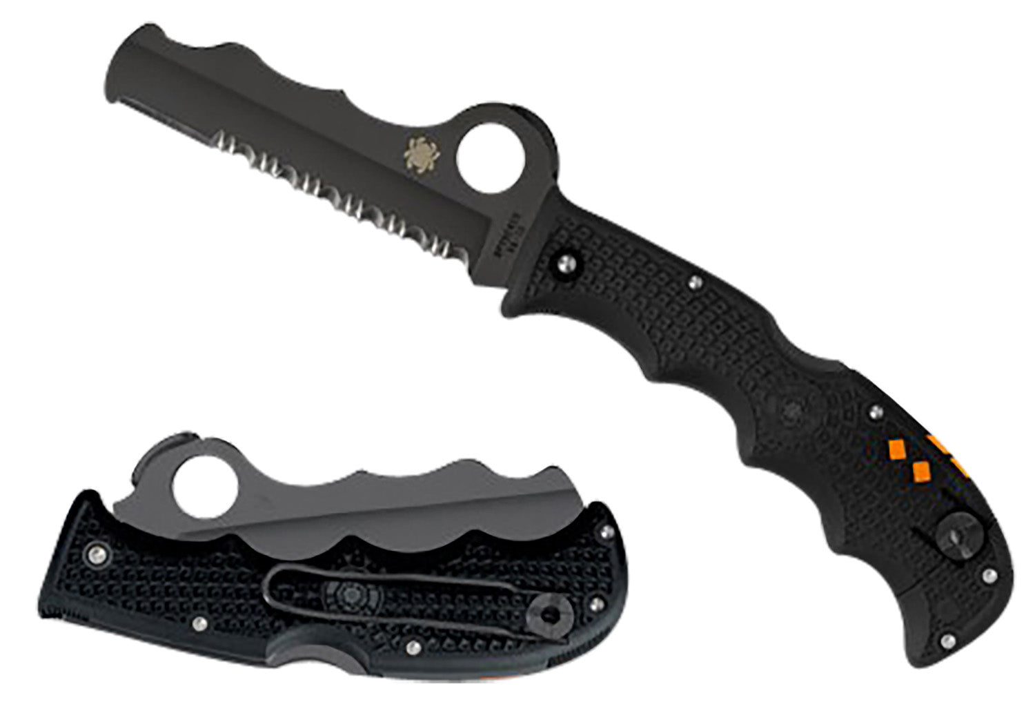 Spyderco C79PSBBK Assist Lightweight Folding Knife 3.69" Part Serrated Black DLC VG-10 Blade Black FRN Handle w/ Glass Breaker