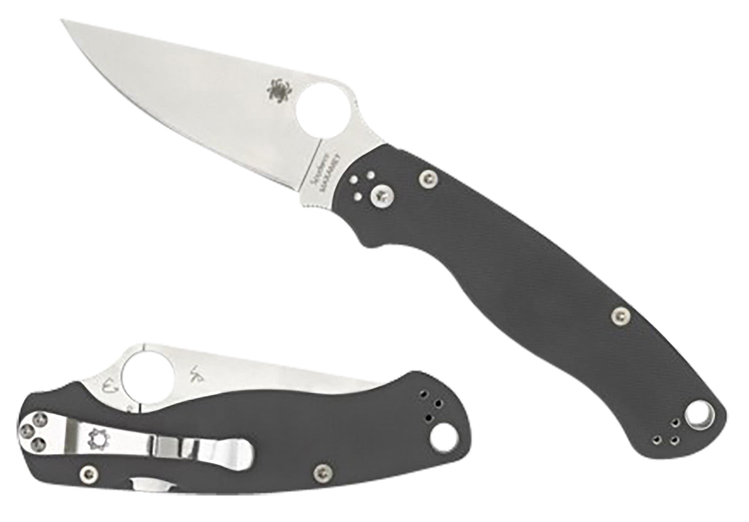 Spyderco C81GPDGY2 Para Military 2 3.47" Folding Knife Plain Satin Maxamet Steel Blade Dark Gray G10 Handle Pocket Clip
