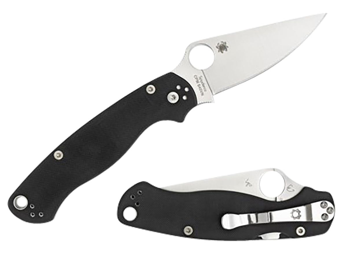 Spyderco C81GPLE2 Para Military 2 Left Hand 3.42" Folding Knife Plain Satin CPM S45VN Blade Black G10 Handle Pocket Clip