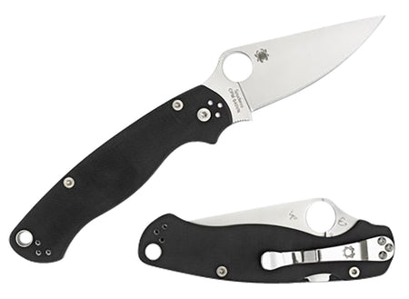 Spyderco C81GPLE2 Para Military 2 Left Hand 3.42" Folding Knife Plain Satin CPM S45VN Blade Black G10 Handle Pocket Clip