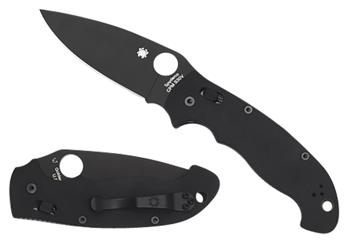 Spyderco C95GPBBK2 Manix 2 XL 3.85" Folding Knife Plain Black DLC CPM S30V Blade Black G10 Handle Pocket Clip