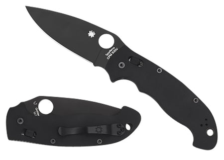 Spyderco C95GPBBK2 Manix 2 XL 3.85" Folding Knife Plain Black DLC CPM S30V Blade Black G10 Handle Pocket Clip