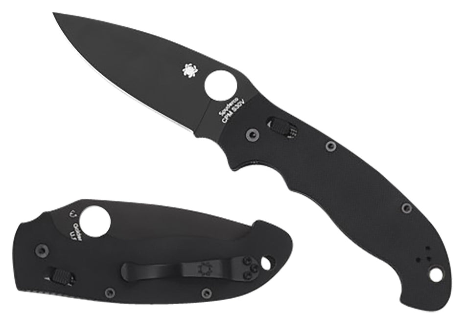 Spyderco C95GPBBK2 Manix 2 XL 3.85" Folding Knife Plain Black DLC CPM S30V Blade Black G10 Handle Pocket Clip