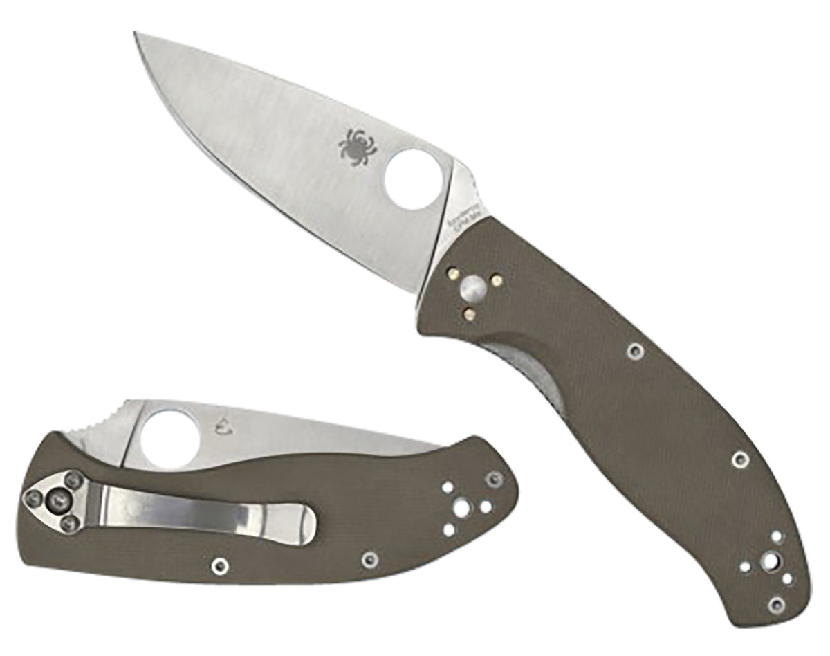 Spyderco C122GBNM4P Tenacious 3.35" Folding Knife Plain CPM M4 Tool Steel Blade Brown G10 Handle Pocket Clip