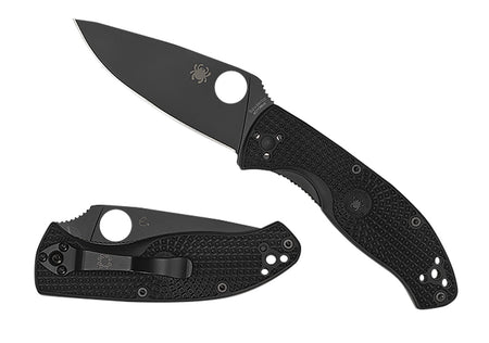 Spyderco C122PBBK Tenacious Lightweight 3.39" Folding Knife Plain Black Oxide 8Cr13MoV Blade Black FRN Handle Pocket Clip