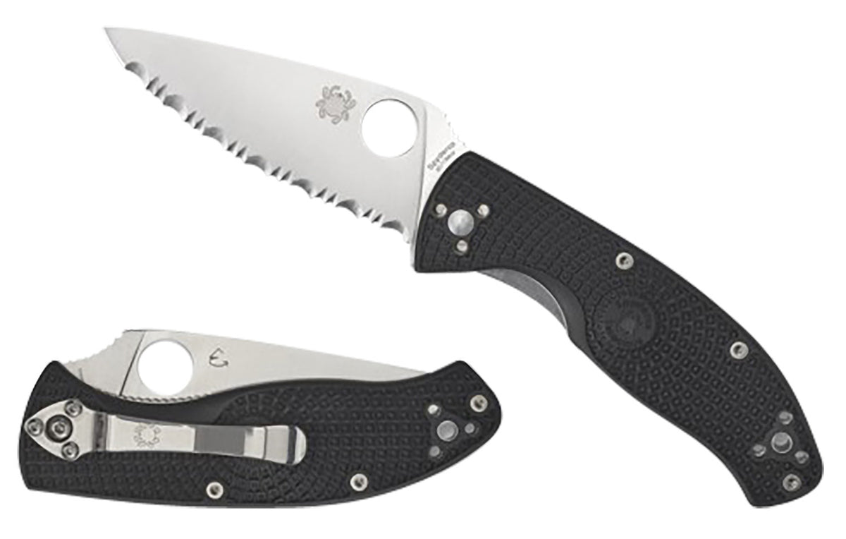 Spyderco C122PBK Tenacious Lightweight 3.39" Folding Knife Plain Satin 8Cr13MoV Blade Black FRN Handle Pocket Clip