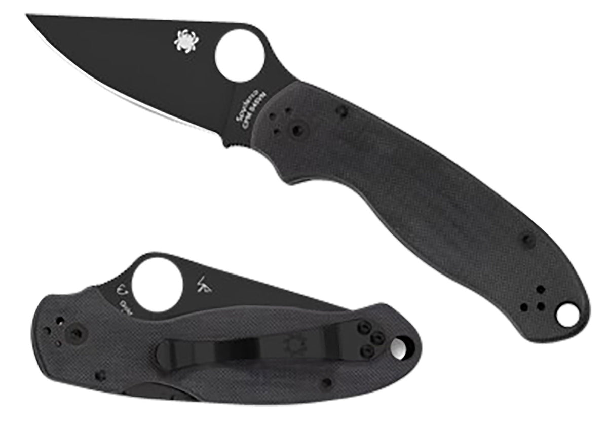 Spyderco Para 3 2.95" Folding Clip Point Black DLC CPM S45VN Blade Black G10 Handle C223GPBK