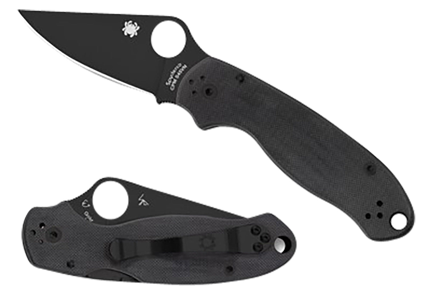 Spyderco Para 3 2.95" Folding Clip Point Black DLC CPM S45VN Blade Black G10 Handle C223GPBK