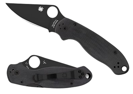 Spyderco Para 3 2.95" Folding Clip Point Black DLC CPM S45VN Blade Black G10 Handle C223GPBK