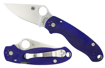 Spyderco Para 3 2.95" Folding Plain CPM S110V Blade Dark Blue Textured G10 Handle C223GPDBL