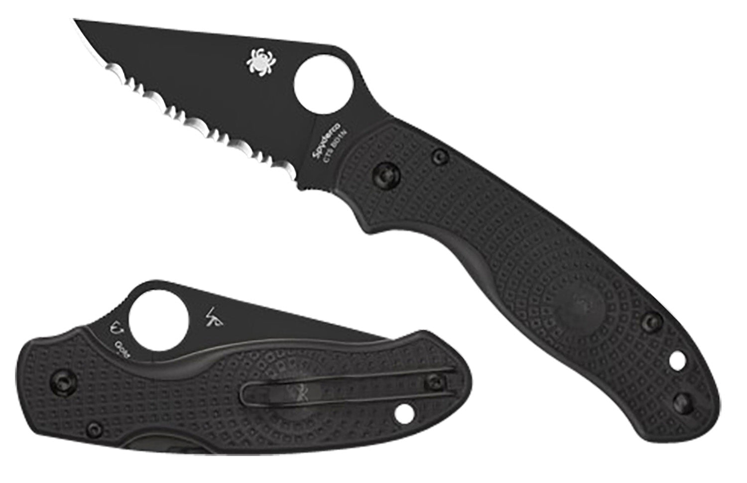 Spyderco Para 3 Lightweight 2.92" Folding Plain Black DLC CTS BD1N Blade Black FRN Handle C223PBBK