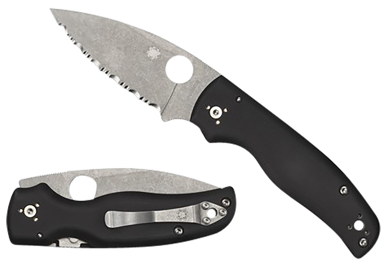 Spyderco Shaman 3.58" Folding Plain Stonewashed CPM S30V Blade Black Textured G10 Handle C229GP