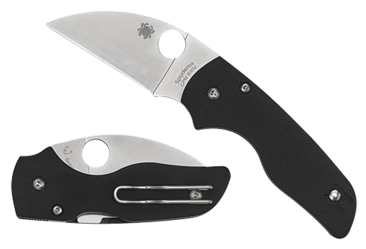 Spyderco Lil' Native Wharncliffe 2.44" Folding Plain CPM S30V Blade Black Textured G10 Handle C230GPWC