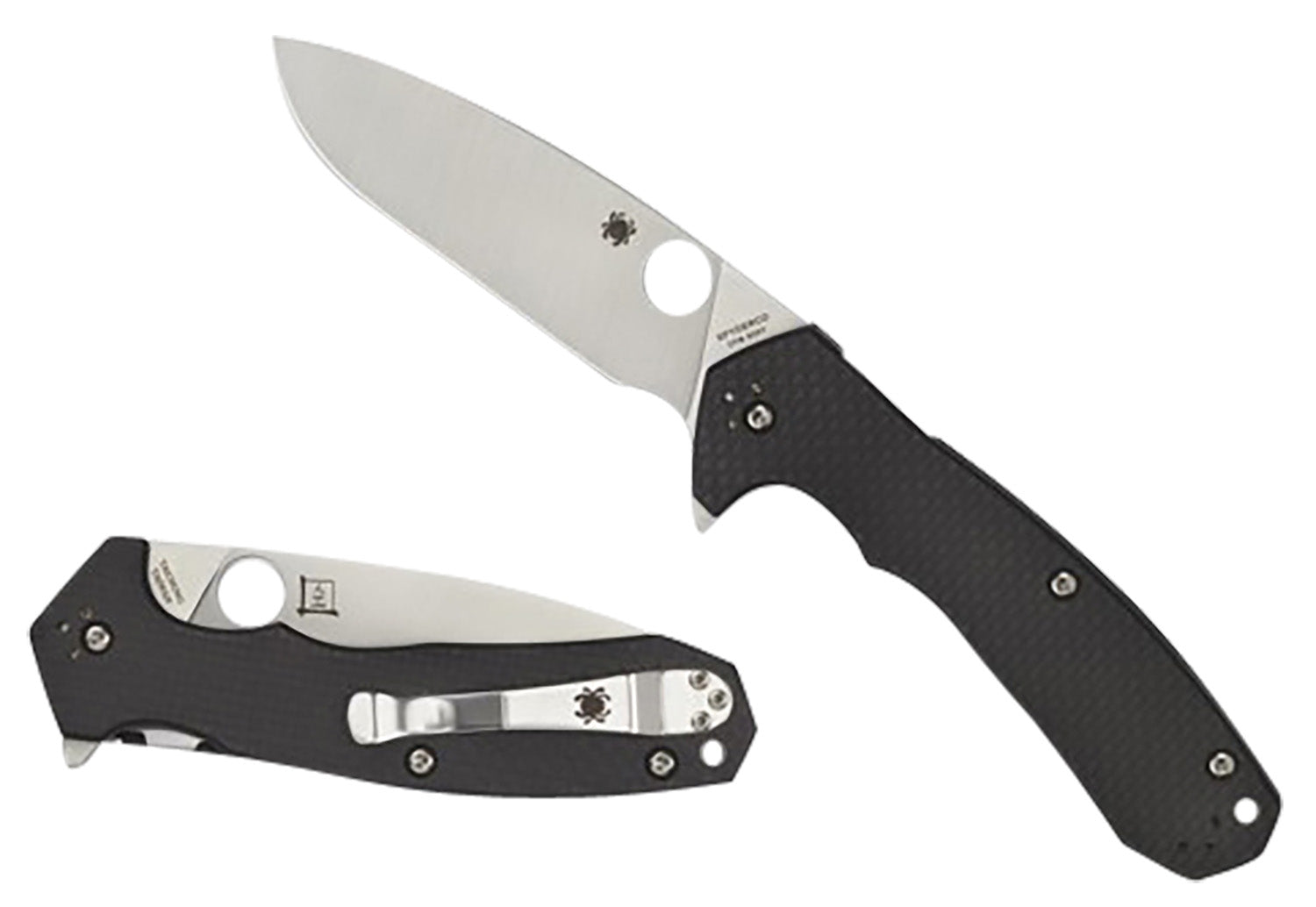 Spyderco Amalgam 3.80" Folding Drop Point Plain Satin CPM S30V Blade Carbon Fiber G10 Handle C234CFP