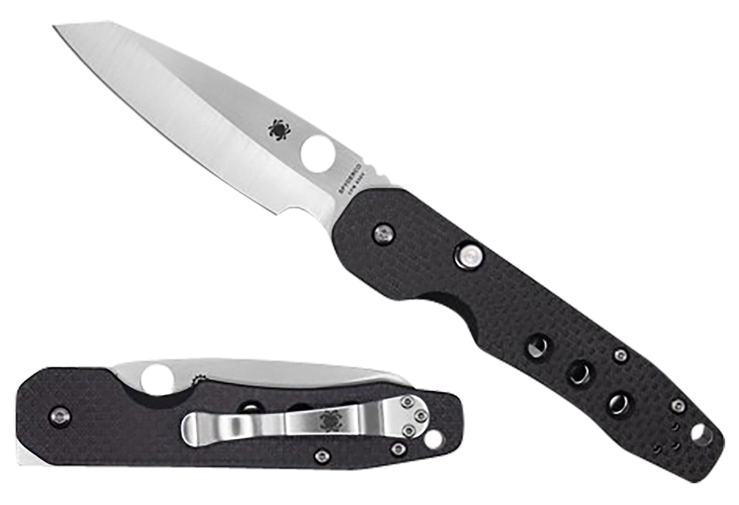 Spyderco Smock 3.39" Folding Plain Stonewashed CPM S30V Blade Carbon Fiber G10 Handle C240CFP
