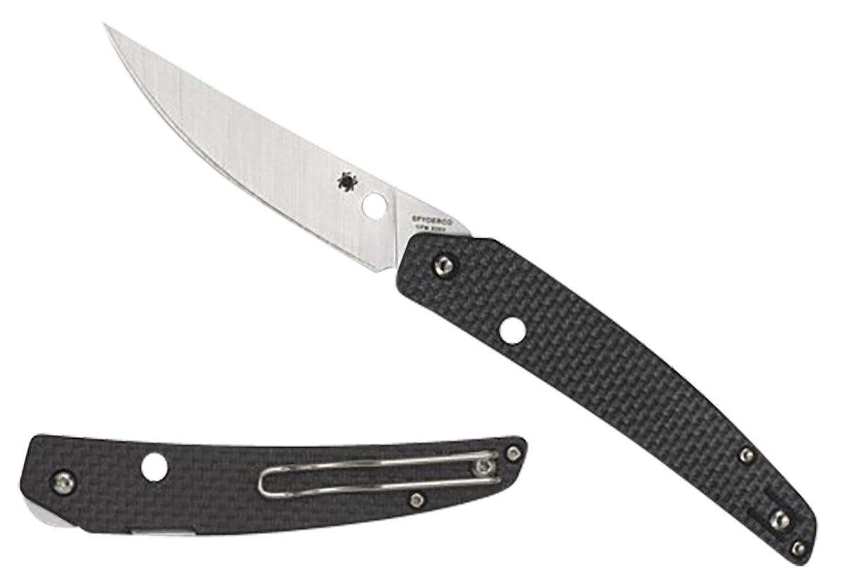 Spyderco Ikuchi 3.26" Folding Plain CPM S30V Blade Carbon Fiber G10 Handle Pocket Clip C242CFP