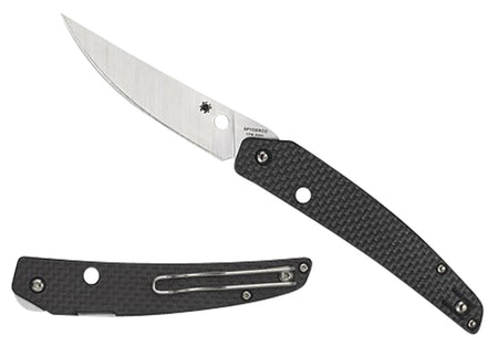 Spyderco Ikuchi 3.26" Folding Plain CPM S30V Blade Carbon Fiber G10 Handle Pocket Clip C242CFP