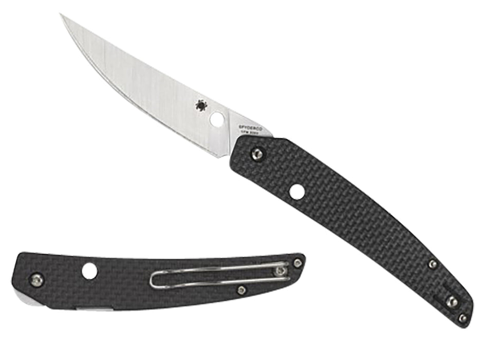 Spyderco Ikuchi 3.26" Folding Plain CPM S30V Blade Carbon Fiber G10 Handle Pocket Clip C242CFP