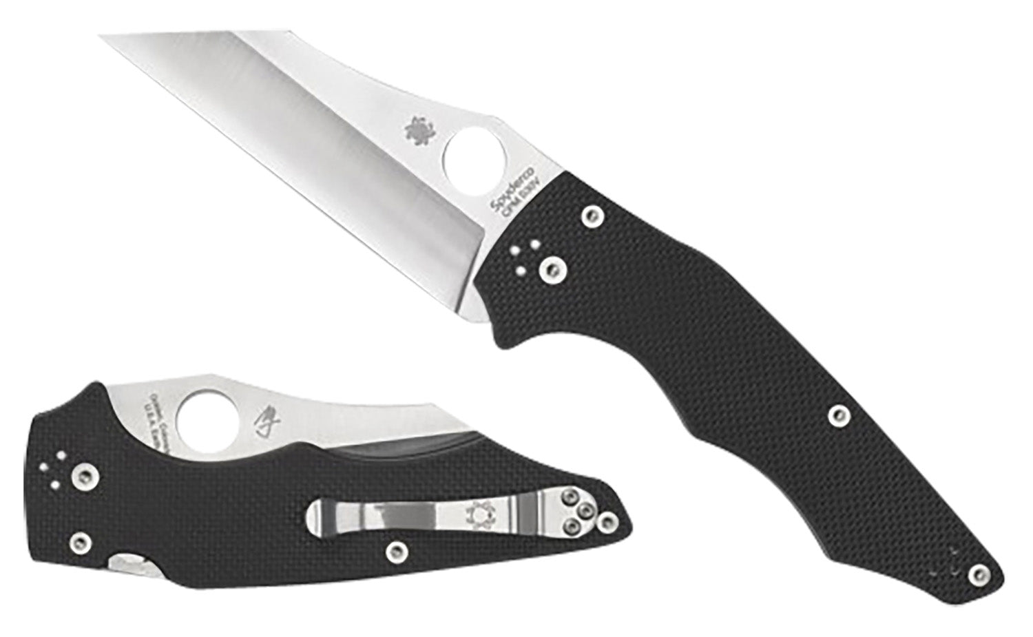 Spyderco YoJumbo Folding Knife 3.98" Stonewashed CPM S30V Wharncliffe Blade Black G10 Handle C253GP