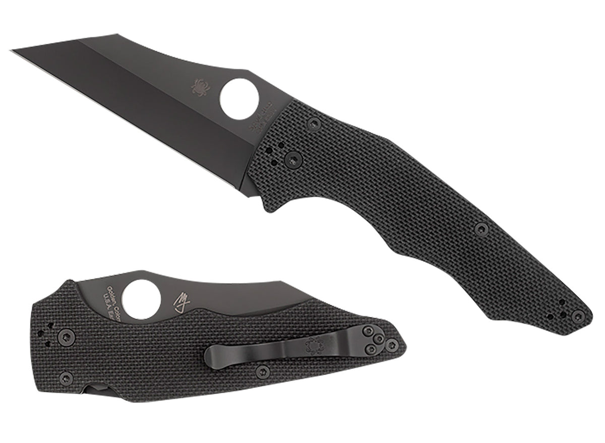 Spyderco YoJumbo 3.98" Folding Wharncliffe Plain Black DLC CPM S30V Blade Black Textured G10 Handle C253GPBBK