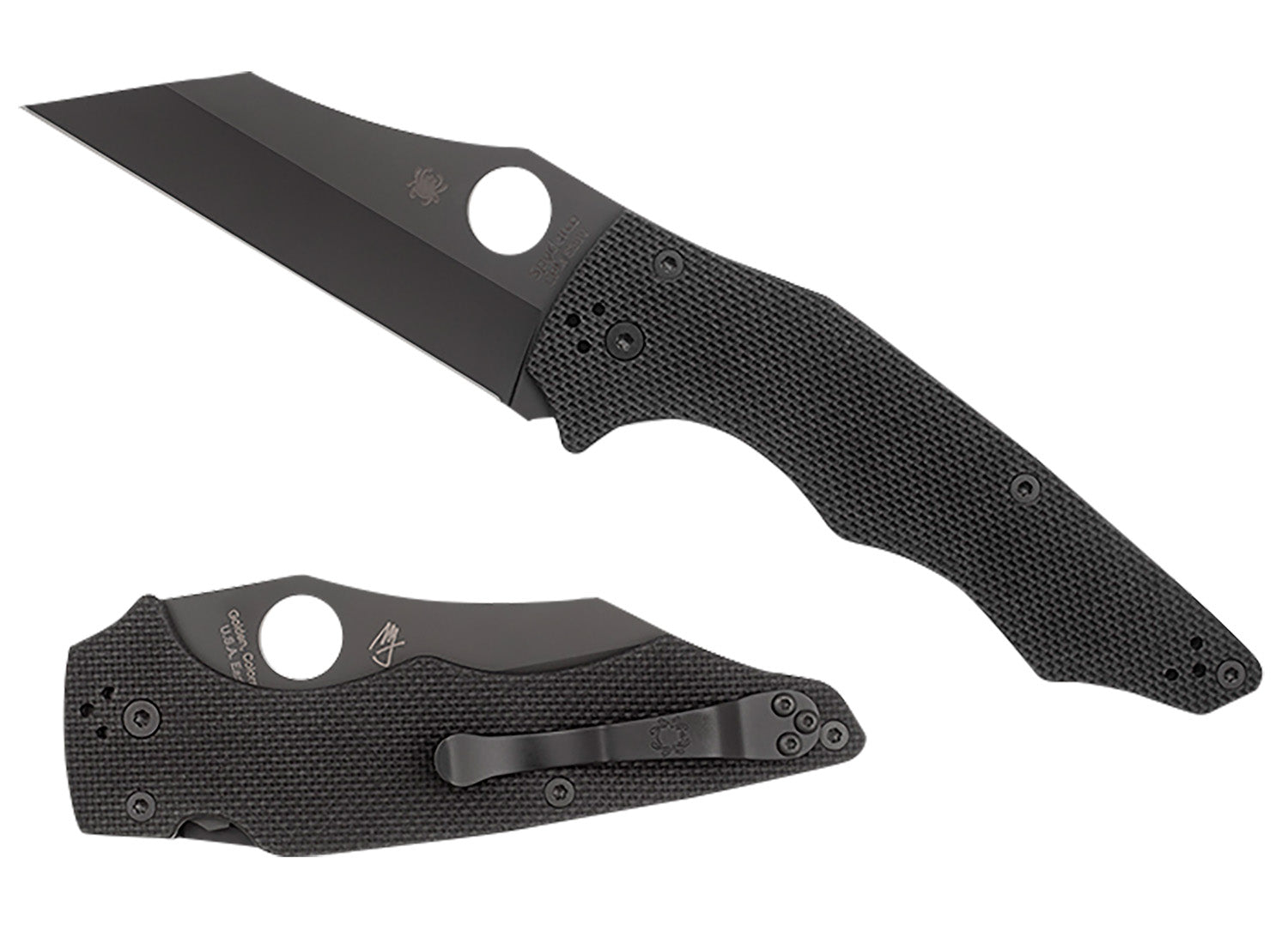Spyderco YoJumbo 3.98" Folding Wharncliffe Plain Black DLC CPM S30V Blade Black Textured G10 Handle C253GPBBK