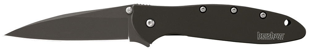 Kershaw 1660CKT Leek 3" Folding Modified Drop Point Plain Black DLC 14C28N Steel Blade, Black DLC 410 SS Handle with Pocket Clip