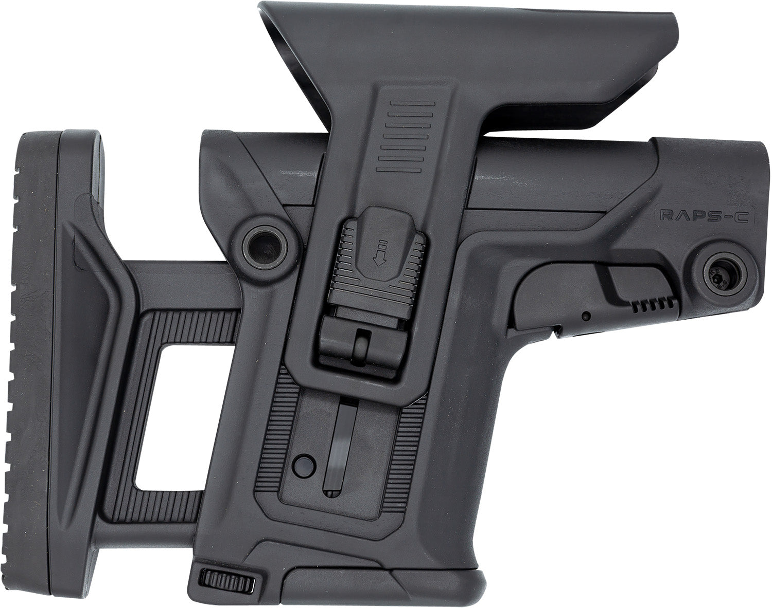 FAB Defense FXRAPSCB RAPS Collapsible Precision Stock Black - Integrated Cheek-Rest, Adjustable LOP & 1Latch for Mil-Spec/Commercial Tubes