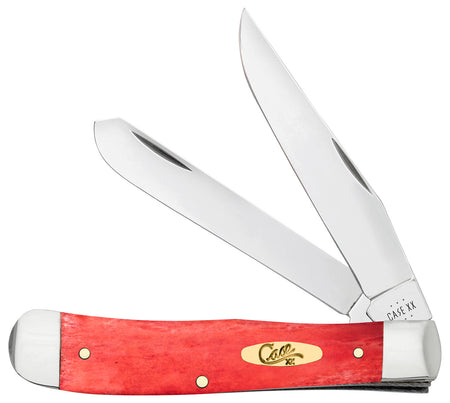 Case 10760 Dark Red Bone Trapper Folding Pocket Knife Clip Point/Spey Mirror Polished Tru-Sharp SS Blades, Smooth Dark Red Bone/SS Handle