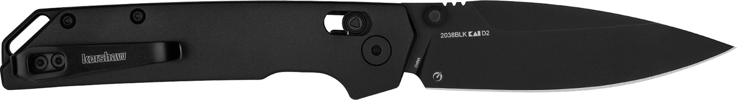 Kershaw 2038BLK Iridium 3.40" Folding Spear Point Plain Satin/Stonewashed D2 Blade, Gray Anodized Aluminum Handle with Pocket Clip