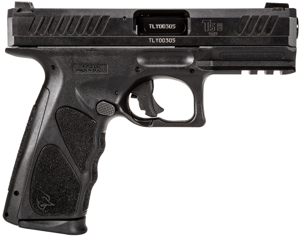 Taurus 1TS9SR041 TS9 Full Size Frame 9mm Luger 17+1 4" Matte Black Steel Barrel, Matte Black Serrated Steel Slide, Matte Black Polymer Frame w/Picatinny Rail, Black Polymer Grip, Includes 2 Magazines