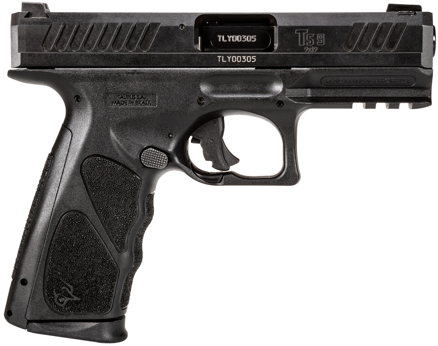 Taurus 1TS9SR041 TS9 Full Size Frame 9mm Luger 17+1 4" Matte Black Steel Barrel, Matte Black Serrated Steel Slide, Matte Black Polymer Frame w/Picatinny Rail, Black Polymer Grip, Includes 2 Magazines