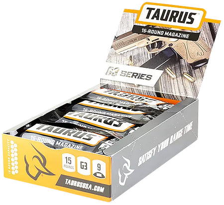 Taurus 389-0009-01 G3 15-Round 9mm Luger Magazine Black Steel w/ Polymer Base Plate Pop Display (12 Mags)